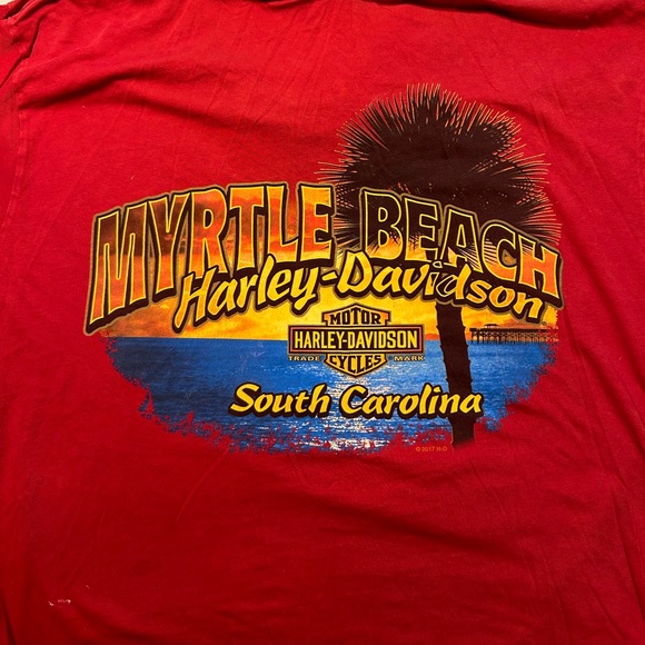 Red Harley Davidson Myrtle Beach South Carolina T-Shirt - Picture 4 of 7